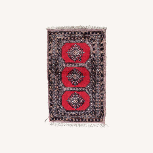  Handmade Vintage Uzbek Bukhara Rug